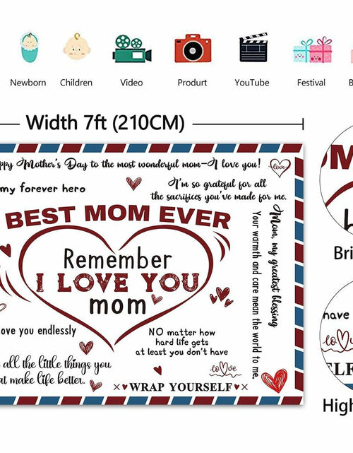 Load image into Gallery viewer, PGSWEER Mother's Day Backdrop 7x5FT Love Heart Banner Photo Booth Props

