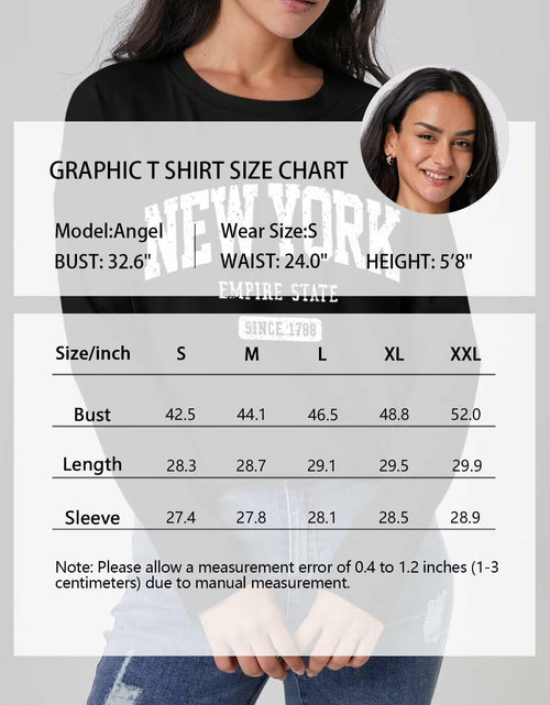 Load image into Gallery viewer, ORANDESIGNE Women Graphic Long Sleeve Tee Los Angeles Blue Size XXL
