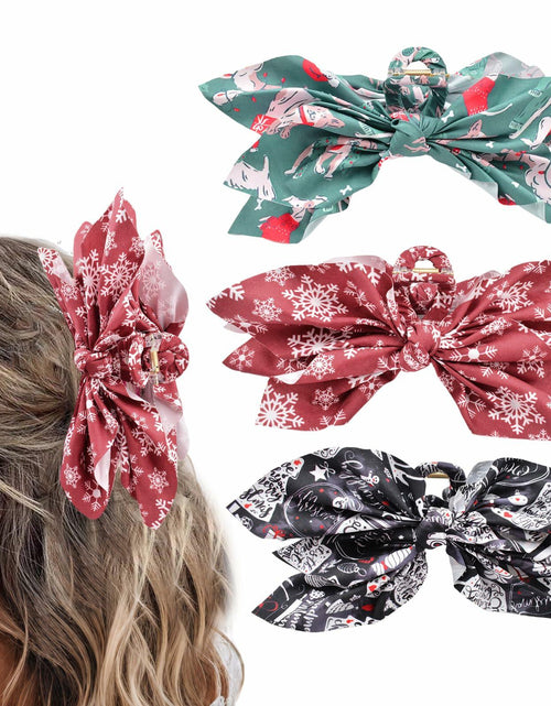 Load image into Gallery viewer, Hadutrek Bow Hair Clips Large 3PCS Black Green Red for Thick Hair Women

