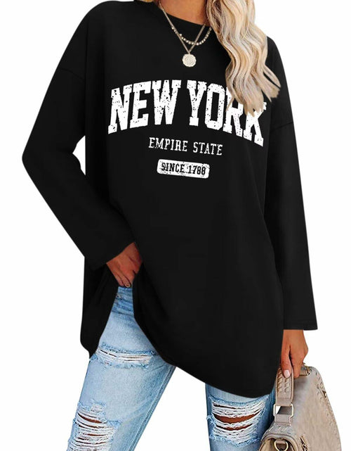 Load image into Gallery viewer, ORANDESIGNE Women Graphic Long Sleeve Tee Los Angeles Blue Size XXL
