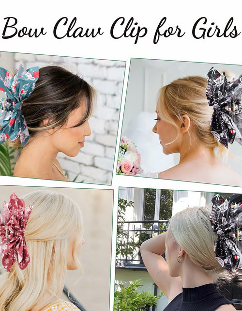 Load image into Gallery viewer, Hadutrek Bow Hair Clips Large 3PCS Black Green Red for Thick Hair Women
