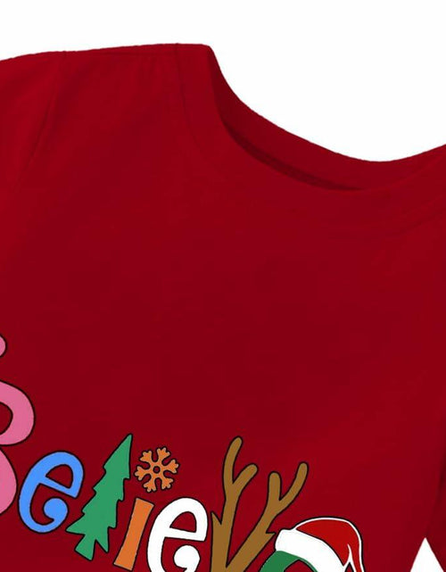 Load image into Gallery viewer, Boys Girls Toddler Reindeer Christmas Short Sleeve Holiday Red Tee Shirt Size 3T
