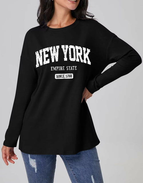 Load image into Gallery viewer, ORANDESIGNE Women Graphic Long Sleeve Tee Los Angeles Blue Size XXL
