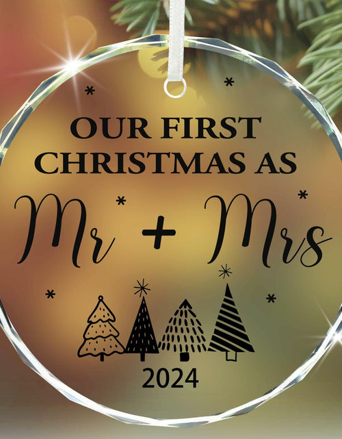 Load image into Gallery viewer, Engagement Ornament 2024 Glass Keepsake Gift for Couple Bride Her White Xmas
