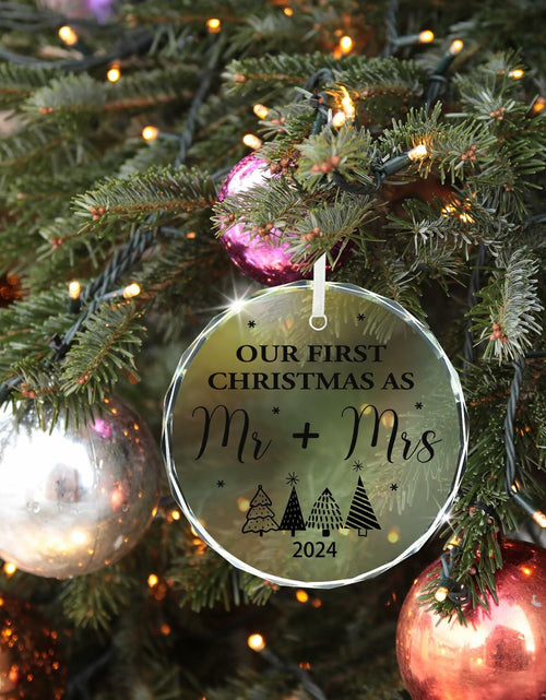 Load image into Gallery viewer, Engagement Ornament 2024 Glass Keepsake Gift for Couple Bride Her White Xmas
