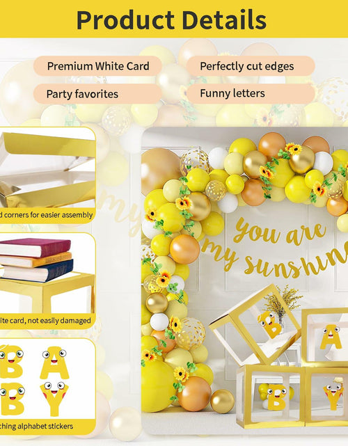 Load image into Gallery viewer, Onteftshop Baby Boxes Letters Party Decorations Clear Gold 4 Count

