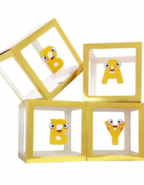 Load image into Gallery viewer, Onteftshop Baby Boxes Letters Party Decorations Clear Gold 4 Count
