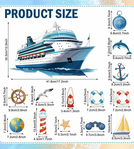 Toodoo 14 Pcs Nautical Cruise Door Magnets Anchor Boat Decorations