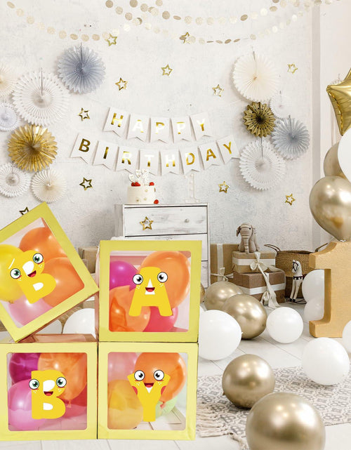 Load image into Gallery viewer, Onteftshop Baby Boxes Letters Party Decorations Clear Gold 4 Count
