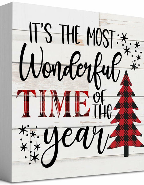 Load image into Gallery viewer, Merry Christmas Reindeer Tree Wood Box Sign Farmhouse Decor 5x5 Inches
