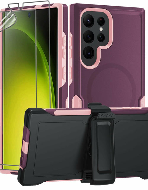 Load image into Gallery viewer, THMEIRA Samsung Galaxy S23 Ultra Case 2 Pack Belt Clip Screen Protector Purple
