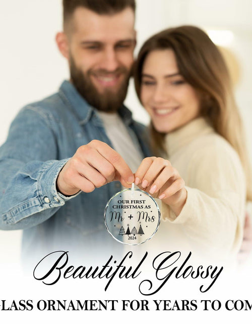 Load image into Gallery viewer, Engagement Ornament 2024 Glass Keepsake Gift for Couple Bride Her White Xmas

