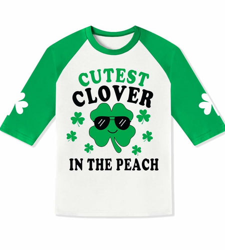 BesserBay Toddler St Patricks Day Clover Raglan Tee White Size 2 Years
