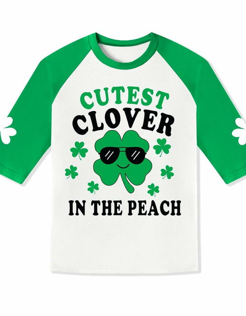 Load image into Gallery viewer, BesserBay Toddler St Patricks Day Clover Raglan Tee White Size 2 Years
