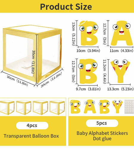 Onteftshop Baby Boxes Letters Party Decorations Clear Gold 4 Count