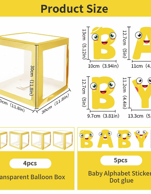 Load image into Gallery viewer, Onteftshop Baby Boxes Letters Party Decorations Clear Gold 4 Count
