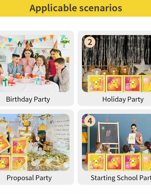 Load image into Gallery viewer, Onteftshop Baby Boxes Letters Party Decorations Clear Gold 4 Count

