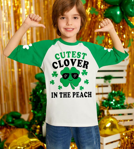 BesserBay Toddler St Patricks Day Clover Raglan Tee White Size 2 Years