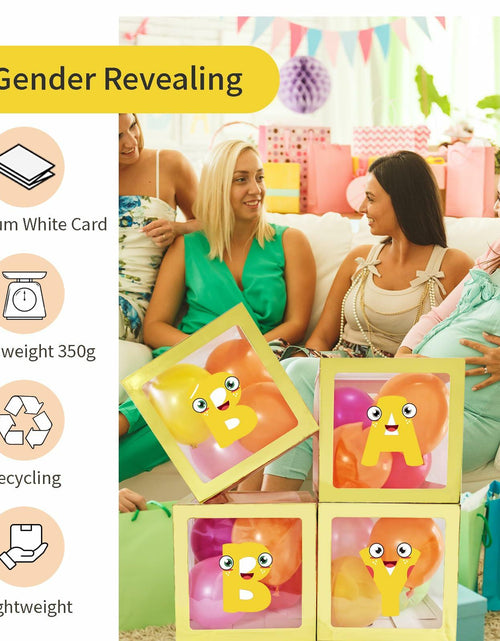 Load image into Gallery viewer, Onteftshop Baby Boxes Letters Party Decorations Clear Gold 4 Count
