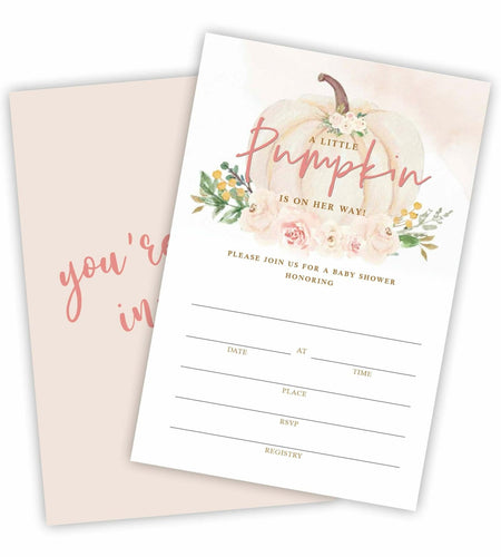 A Sweet Pumpkin Baby Shower Invitations Set of 25 Boho Pumpkin Girl Invites