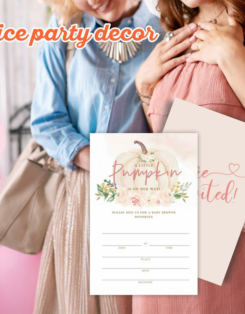 Load image into Gallery viewer, A Sweet Pumpkin Baby Shower Invitations Set of 25 Boho Pumpkin Girl Invites
