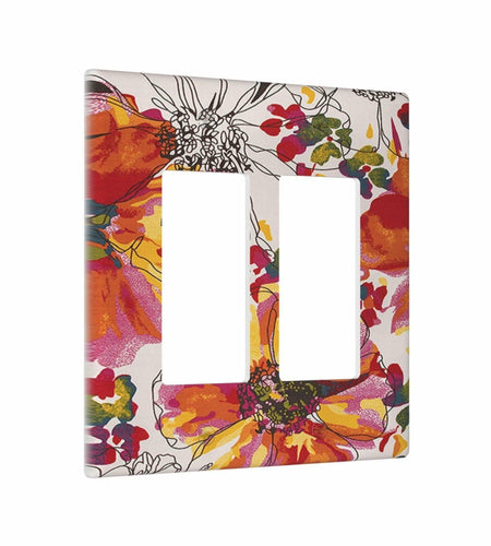 Xuejiaku 2 Gang Watercolor Flowers Wall Plate Double Rocker Switch Cover