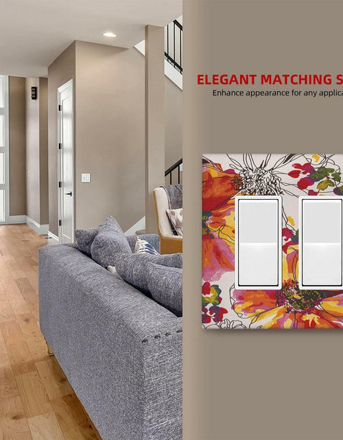 Load image into Gallery viewer, Xuejiaku 2 Gang Watercolor Flowers Wall Plate Double Rocker Switch Cover
