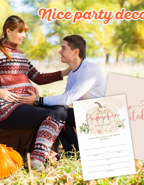 Load image into Gallery viewer, A Sweet Pumpkin Baby Shower Invitations Set of 25 Boho Pumpkin Girl Invites
