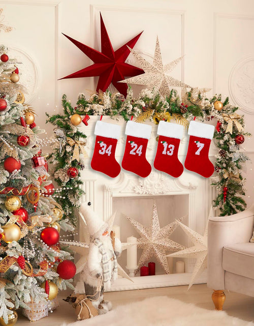 Load image into Gallery viewer, BELISHMIE 20-Inch Red Christmas Stocking Gold Embroidered Number 23
