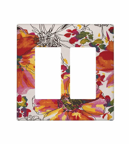 Xuejiaku 2 Gang Watercolor Flowers Wall Plate Double Rocker Switch Cover