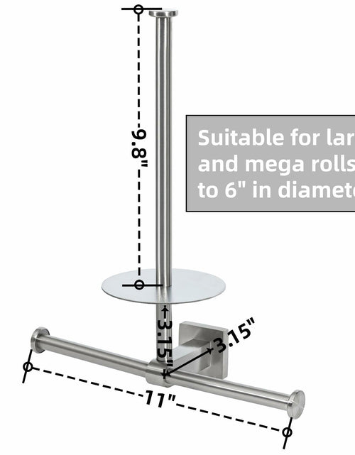 Load image into Gallery viewer, Double Toilet Paper Holder with Shelf Wall Mount 304 Stainless Steel
