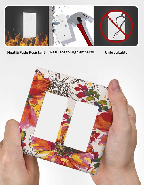 Load image into Gallery viewer, Xuejiaku 2 Gang Watercolor Flowers Wall Plate Double Rocker Switch Cover

