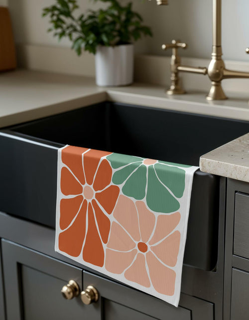 Load image into Gallery viewer, OFJE Boho Abstract Floral Kitchen Towels 16x24 Set of 2 Boho Retro Decor
