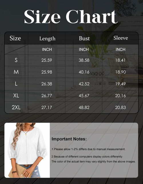 Load image into Gallery viewer, TAKEYAL Women's 3/4 Sleeve Basic Tee Shirt White Size XL
