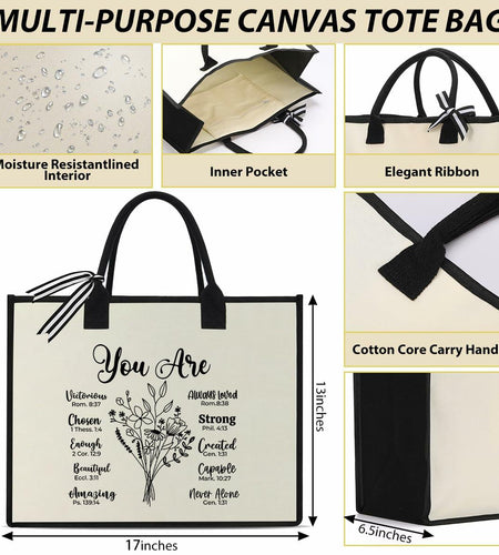 XFW Christian Tote Bag Religious Thanksgiving Gift for Women Colleague Friends
