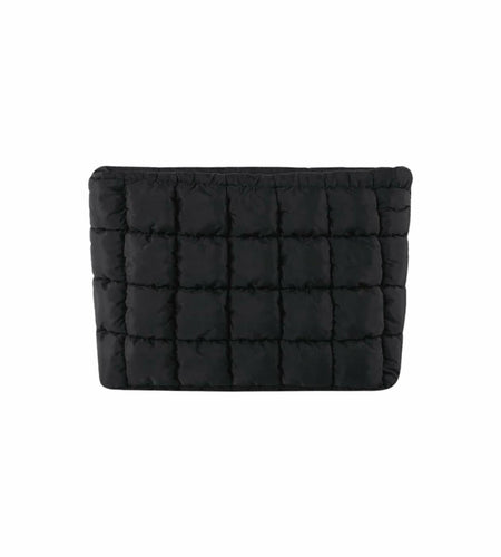 Verdusa Women's Puffy Quilted Makeup Bag Cosmetic Clutch Black One-Size