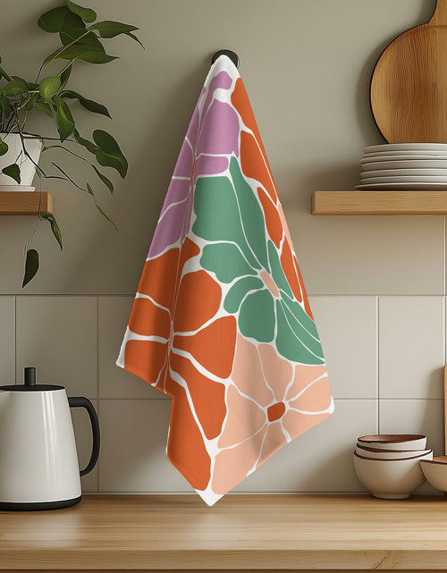 Load image into Gallery viewer, OFJE Boho Abstract Floral Kitchen Towels 16x24 Set of 2 Boho Retro Decor
