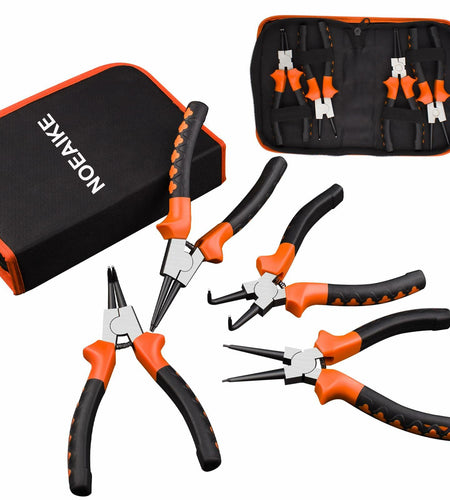 NOEAIKE 4-Pack 7" Snap Ring Pliers Set Internal External Circlip with Pouch