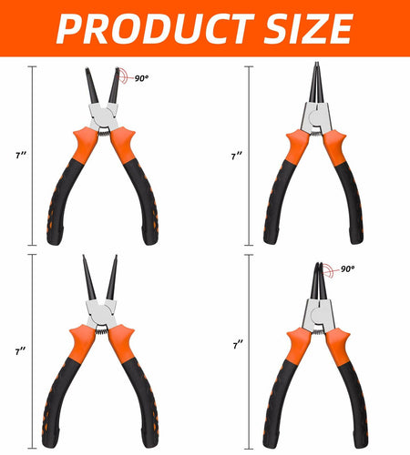 NOEAIKE 4-Pack 7" Snap Ring Pliers Set Internal External Circlip with Pouch