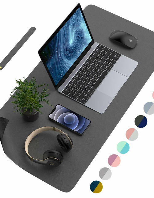 Load image into Gallery viewer, AFRITEE Dual Side PU Leather Desk Pad Mat Large 31.5x15.7 Black/Dark Gray
