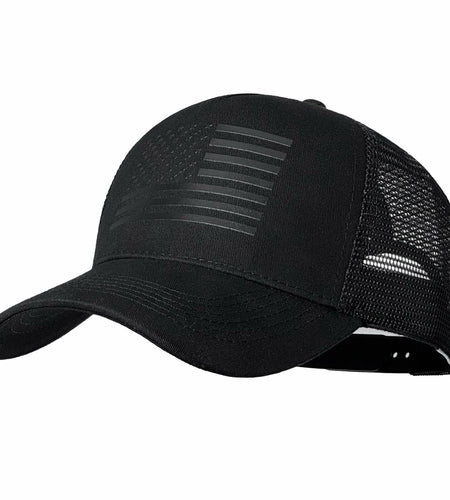 QYJ American Flag 3D Embossed Trucker Hat Mesh Snapback Adjustable