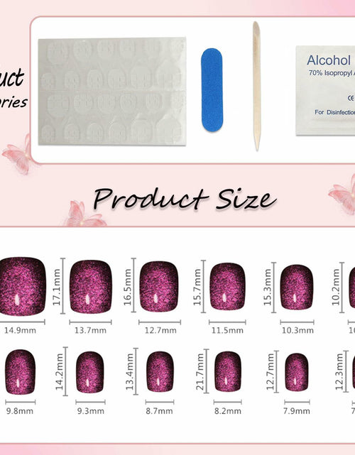 Load image into Gallery viewer, Purple Press On Nails Short Square Acrylic Cat Eye Color Changing 24 Pcs
