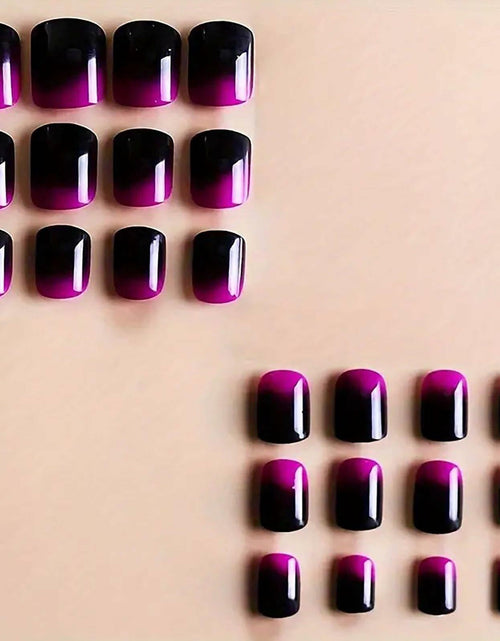 Load image into Gallery viewer, RTKHFZE French Tip Pink Long Square Press On Nails 24pcs Flower Rhinestones
