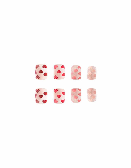 Load image into Gallery viewer, RIICFDD Heart Press On Nails Medium Square Glossy French Tip 72Pcs
