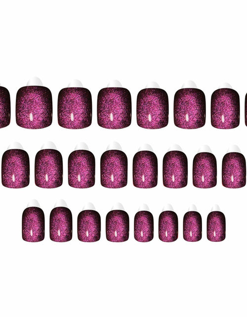 Load image into Gallery viewer, Purple Press On Nails Short Square Acrylic Cat Eye Color Changing 24 Pcs
