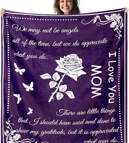ROMROL Mom Blanket Super Soft Flannel Throw 50x60 Purple Cozy Gift