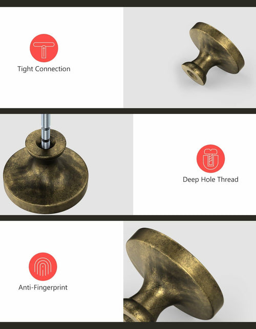 Load image into Gallery viewer, Homdiy 10 Pack Solid Gold Brass Knurled Zinc Alloy Cabinet Knobs Drawer
