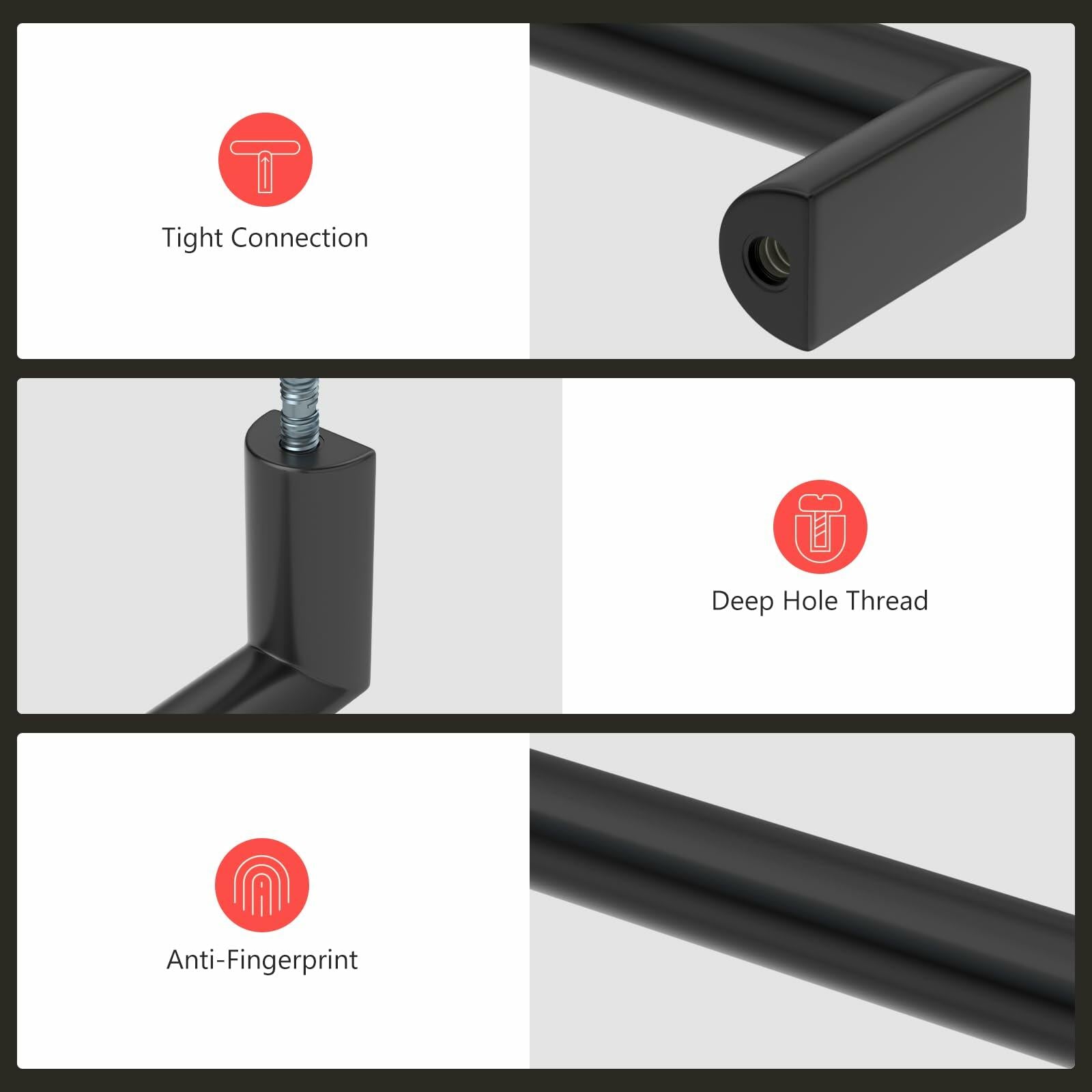 homdiy 25Pack 5in Matte Black Cabinet Handles 128mm Hole Centers