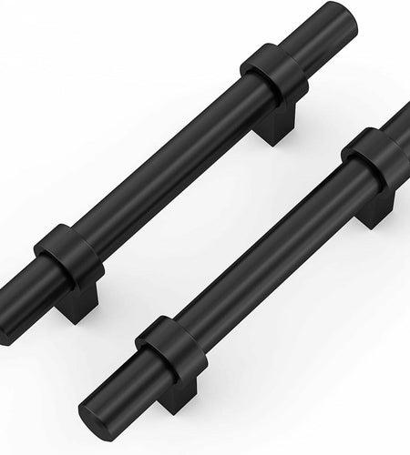 goldenwarm 6 Pack Black 5 Inch Cabinet Handles Stainless Steel Zinc Alloy