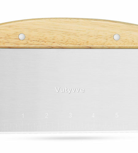 Vutyvve Dough Scraper Set, Wooden Handle Stainless Steel + 2 Plastic, 3 Pc